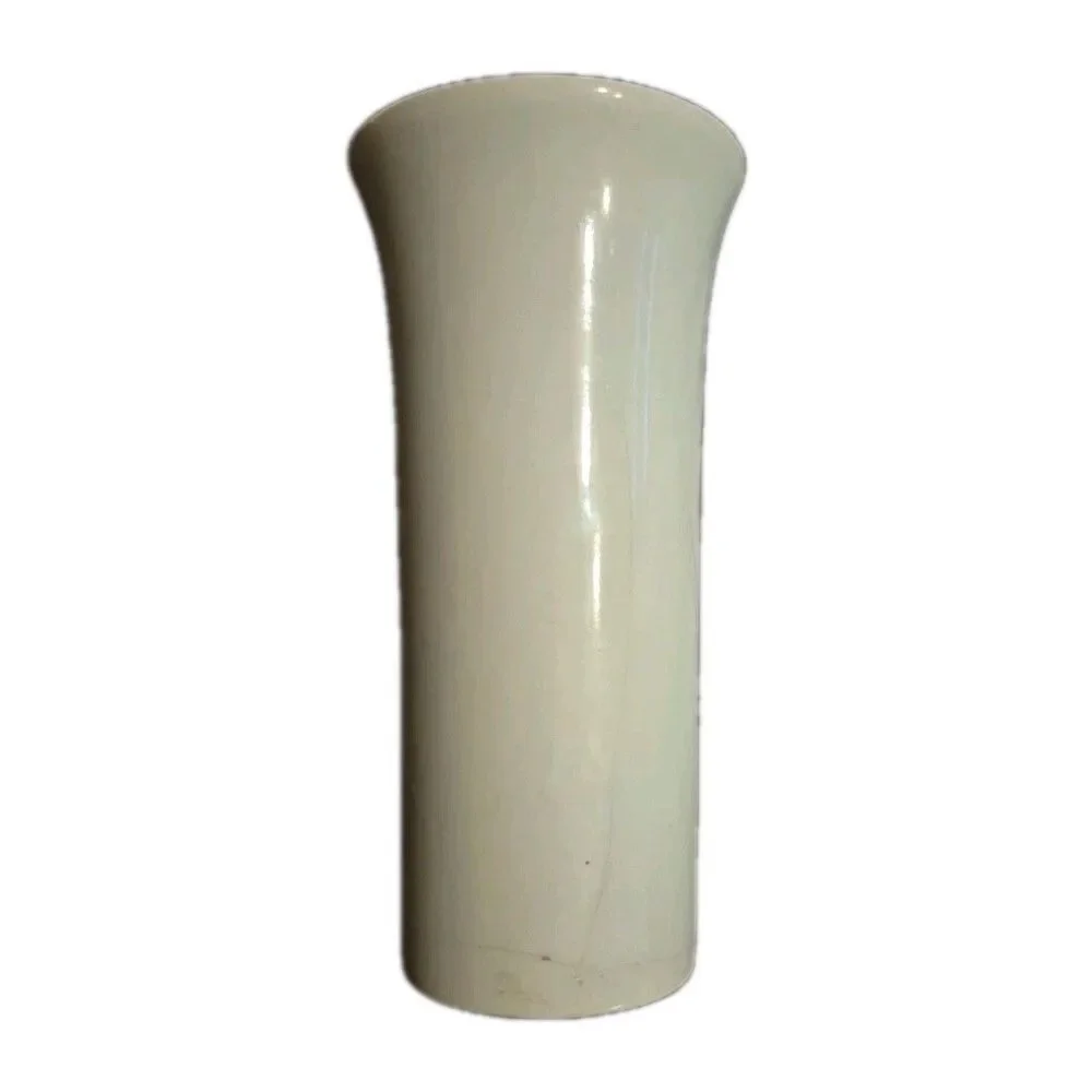 Blue Daisy White Ceramic Vase Fluted Rim Embossed & HPainted Yellow Center